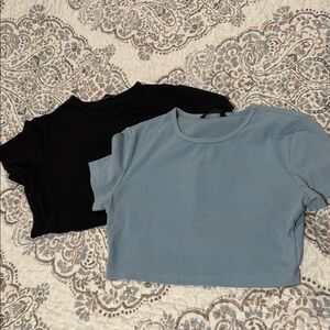 Blue and Black Crop Tops